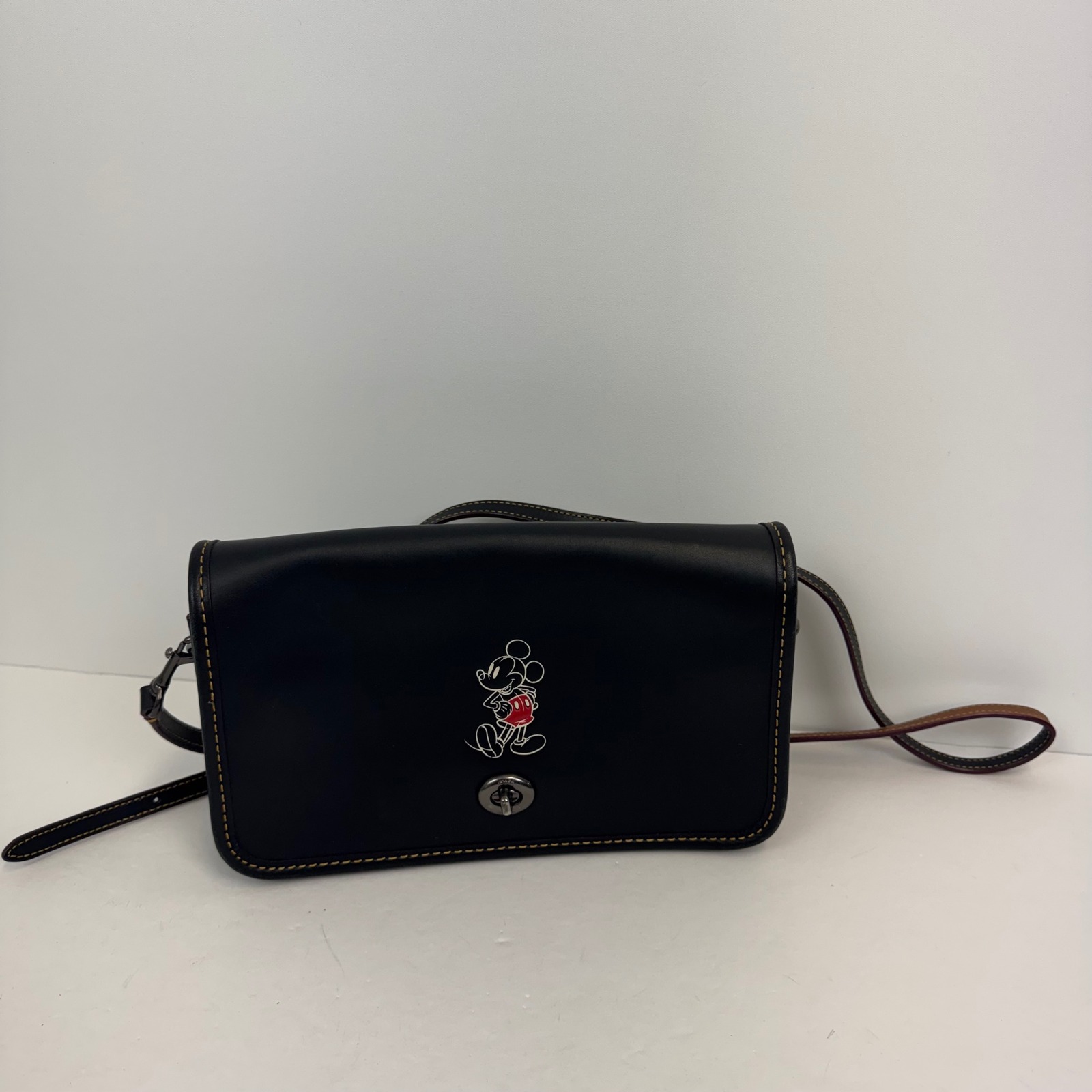 Disney X Coach Mickey Mouse Black Leather Crossbody Bag F59374 Limited Edition
